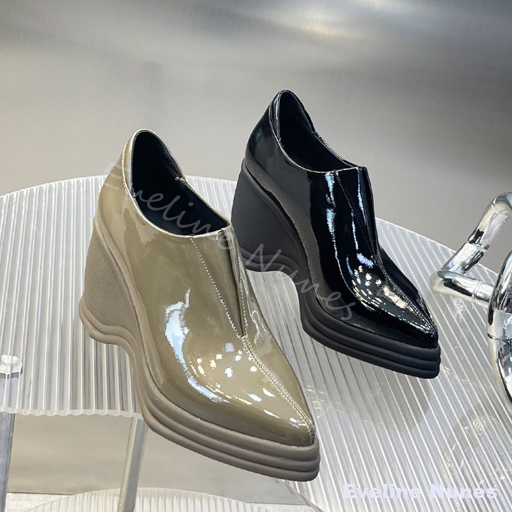 Patent Leather V Cut Pointed T - огляд і ціна Street Fashion Y2K